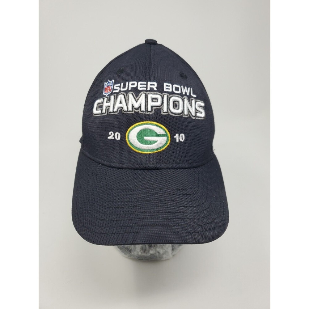 Super Bowl 2010 Champtions Green Bay Packers Hat Adult Black Strap Back Reebok